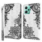 For Xiaomi Redmi Note 12 5G Global / Poco X5 5G 3D Painting Pattern Flip Leather Phone Case(Diagonal Black Flower) - 1