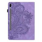 For Samsung Galaxy Tab S6 T860 Peacock Embossed Pattern Leather Tablet Case(Purple) - 3