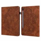 For Samsung Galaxy Tab S6 T860 Peacock Embossed Pattern Leather Tablet Case(Brown) - 1