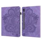 For Samsung Galaxy Tab S9 / S9 FE Peacock Embossed Pattern Leather Tablet Case(Purple) - 1