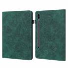 For Samsung Galaxy Tab S9 / S9 FE Peacock Embossed Pattern Leather Tablet Case(Green) - 1