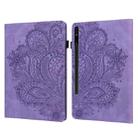 For Samsung Galaxy Tab S10+ / S9+ Peacock Embossed Pattern Leather Tablet Case(Purple) - 1