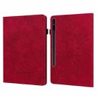 For Samsung Galaxy Tab S10+ / S9+ Peacock Embossed Pattern Leather Tablet Case(Red) - 1