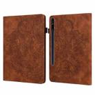 For Samsung Galaxy Tab S10+ / S9+ Peacock Embossed Pattern Leather Tablet Case(Brown) - 1