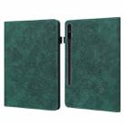 For Samsung Galaxy Tab S10+ / S9+ Peacock Embossed Pattern Leather Tablet Case(Green) - 1