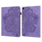 For Samsung Galaxy Tab S10 FE+ Peacock Embossed Pattern Leather Tablet Case(Purple) - 1