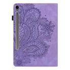 For Samsung Galaxy Tab S10 FE+ Peacock Embossed Pattern Leather Tablet Case(Purple) - 3