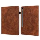 For Samsung Galaxy Tab S10 FE+ Peacock Embossed Pattern Leather Tablet Case(Brown) - 1