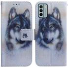 For Nokia G22 Coloured Drawing Flip Leather Phone Case(White Wolf) - 1