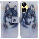 For Realme C55 Coloured Drawing Flip Leather Phone Case(White Wolf) - 1