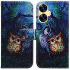 For Realme C55 Coloured Drawing Flip Leather Phone Case(Oil Painting Owl) - 1