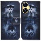 For Realme C55 Coloured Drawing Flip Leather Phone Case(Wolf and Dog) - 1