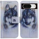 For Google Pixel 8 Coloured Drawing Flip Leather Phone Case(White Wolf) - 1