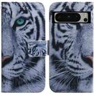 For Google Pixel 8 Pro Coloured Drawing Flip Leather Phone Case(Tiger) - 1