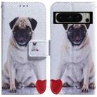 For Google Pixel 8 Pro Coloured Drawing Flip Leather Phone Case(Pug) - 1