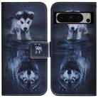 For Google Pixel 8 Pro Coloured Drawing Flip Leather Phone Case(Wolf and Dog) - 1