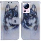 For Xiaomi 13 Lite / Civi 2 Coloured Drawing Flip Leather Phone Case(White Wolf) - 1