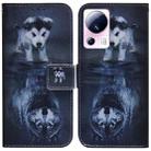 For Xiaomi 13 Lite / Civi 2 Coloured Drawing Flip Leather Phone Case(Wolf and Dog) - 1