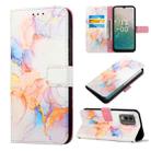 For Nokia C32 TA-1534 PT003 Marble Pattern Flip Leather Phone Case(LS004) - 1