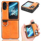 For OPPO Find N2 Flip Vintage Texture Ring Phone Case(Yellow) - 1