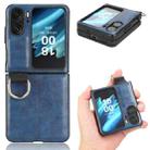 For OPPO Find N2 Flip Vintage Texture Ring Phone Case(Blue) - 1