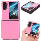 For OPPO Find N2 Flip Plain Skin Litchi Texture Phone Case(Pink) - 1