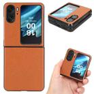 For OPPO Find N2 Flip Plain Skin Litchi Texture Phone Case(Brown) - 1