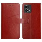 For Motorola Moto G Stylus 5G 2023 HT01 Y-shaped Pattern Flip Leather Phone Case(Brown) - 1