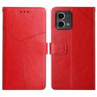 For Motorola Moto G Stylus 5G 2023 HT01 Y-shaped Pattern Flip Leather Phone Case(Red) - 1
