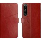 For Sony Xperia 1 V HT01 Y-shaped Pattern Flip Leather Phone Case(Brown) - 1