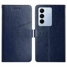 For vivo V27 HT01 Y-shaped Pattern Flip Leather Phone Case(Blue) - 1