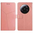 For Xiaomi 13 Ultra HT01 Y-shaped Pattern Flip Leather Phone Case(Pink) - 1