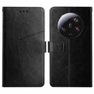 For Xiaomi 13 Ultra HT01 Y-shaped Pattern Flip Leather Phone Case(Black) - 1