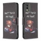 For Nokia C32 Colored Drawing Pattern Leather Phone Case(Bear) - 1