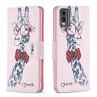 For Nokia C32 Colored Drawing Pattern Leather Phone Case(Giraffe) - 1