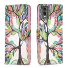 For Nokia C32 Colored Drawing Pattern Leather Phone Case(Tree Life) - 1