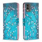 For Nokia C32 Colored Drawing Pattern Leather Phone Case(Plum Blossom) - 1