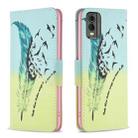 For Nokia C32 Colored Drawing Pattern Leather Phone Case(Feather) - 1