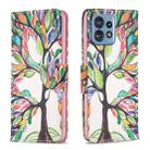 For Motorola Edge 40 Pro 5G / Moto X40/X40 Pro Colored Drawing Pattern Leather Phone Case(Tree Life) - 1