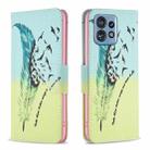 For Motorola Edge 40 Pro 5G / Moto X40/X40 Pro Colored Drawing Pattern Leather Phone Case(Feather) - 1