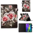 For iPad Pro 11 (2020) Plain Weave Texture Colored Drawing Horizontal Flip Leather Tablet Case, with Sleep / Wake-up Function & Holder & Card Slo & Wallet(Rose On Black) - 1