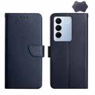 For vivo V27 Genuine Leather Fingerprint-proof Horizontal Flip Phone Case(Blue) - 1