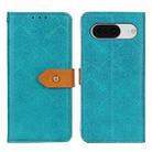 For Google Pixel 8 European Floral Embossed Copper Buckle Leather Phone Case(Blue) - 1