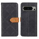 For Google Pixel 8 Pro European Floral Embossed Copper Buckle Leather Phone Case(Black) - 1