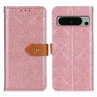 For Google Pixel 8 Pro European Floral Embossed Copper Buckle Leather Phone Case(Pink) - 1