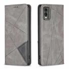 For Nokia C32 Rhombus Texture Magnetic Leather Phone Case(Grey) - 1