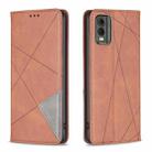 For Nokia C32 Rhombus Texture Magnetic Leather Phone Case(Brown) - 1