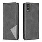 For Nokia C32 Rhombus Texture Magnetic Leather Phone Case(Black) - 1