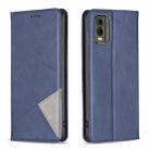 For Nokia C32 Rhombus Texture Magnetic Leather Phone Case(Blue) - 1