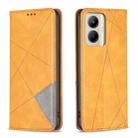 For Realme C33 Rhombus Texture Magnetic Leather Phone Case(Yellow) - 1